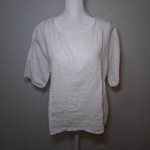 White Linen Shirt Women's Sz S Made In Italy  Minimalist Neutral Capsule Resort